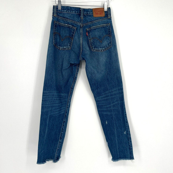 Levis Jeans Womens 25 White Oak Cone Denim Selvedge‎ Ridgid Classic Distressed - Picture 3 of 10